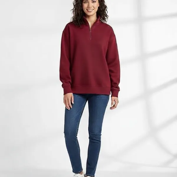 Quarter-Zip Pullover Sweatshirt for Woman Comfortable Hoodie for Women Zipper Sweatshirt Hooded Jacket for Woman Casual Wear Hoodie Full Zipper Hoodies for Girls