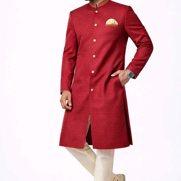 Men’s Indo-Western Sherwani in Premium Jacquard Silk – Designer Ethnic Wear