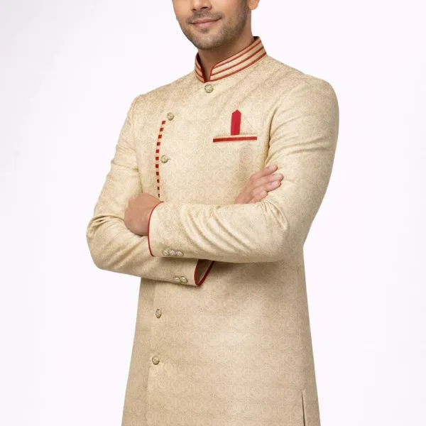 Men’s Indo-Western Sherwani in Premium Woven Fabric – Designer Ethnic Wear