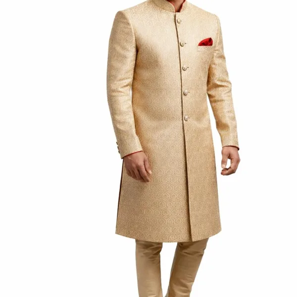 Men’s Designer Indo-Western Sherwani in Premium Jacquard Fabric – Festive Ethnic Wear