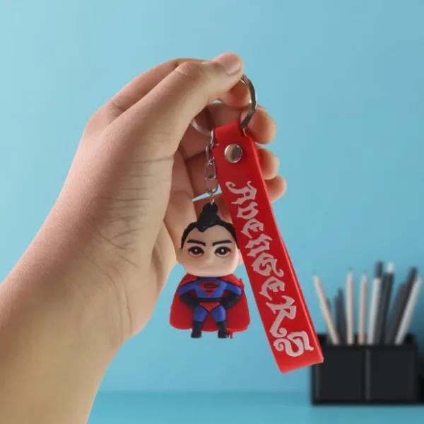 Cute Cartoon Silicone 3D Key Chain with Metal Hook & Strap (Pack of 1)