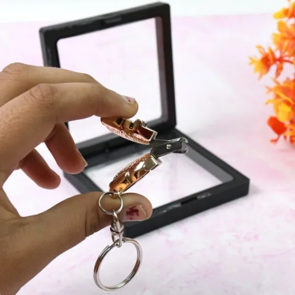 Nail Clipper Keychain With 3D Floating Frame Display Case (1 Set)