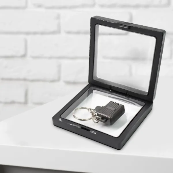 Suitcase Shape Nail Clipper Keychain With Key & 3D Floating Frame Display Case (1 Set)