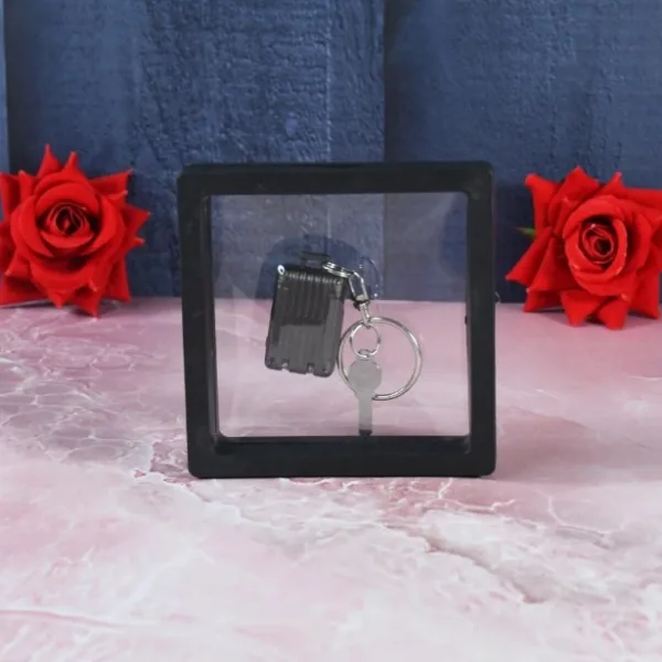 Suitcase Shape Nail Clipper Keychain With Key & 3D Floating Frame Display Case (1 Set)