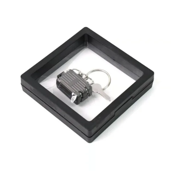 Suitcase Shape Nail Clipper Keychain With Key & 3D Floating Frame Display Case (1 Set)