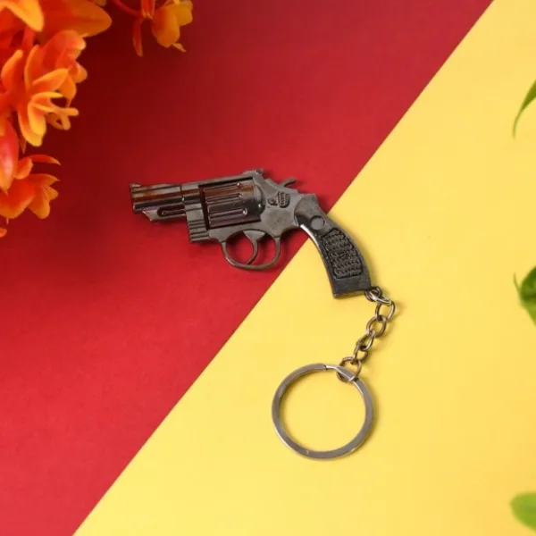 Gun Keychain Metal Weapon Key Rings Pendant for Men, Birthday Gifts (1 Pc / Mix Design)
