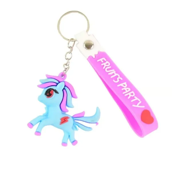 Cute Cartoon Unicorn Keychain with Silicone Strap (1 Pc / Mix design)