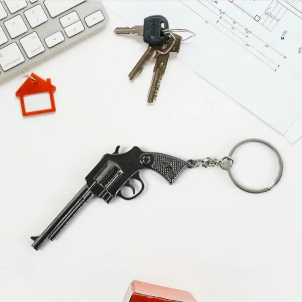 Mix Design Metal Gun Keychain With Case (1 Pc / Mix Design)