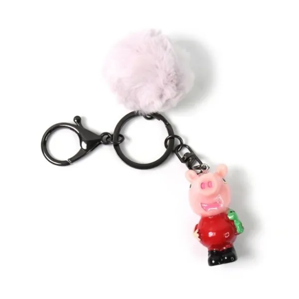 Cute Cartoon Keychain with Fluffy Pom (1 Pc / Mix Design)