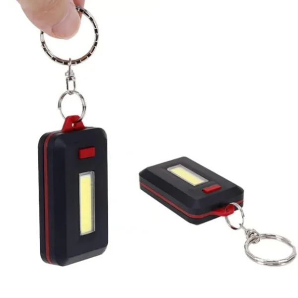 LED Keychain COB Light with Hook & Loop Sticker. 3 Light Modes (1 Pc / Battery Not Included)