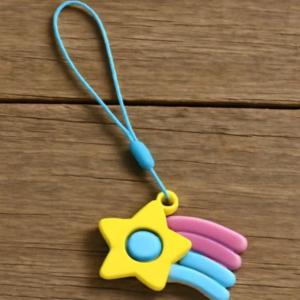 Stress Relief Silicone Push Fidget Toy Keychain for Kids (1 Pc)