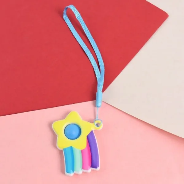 Stress Relief Silicone Push Fidget Toy Keychain for Kids (1 Pc)