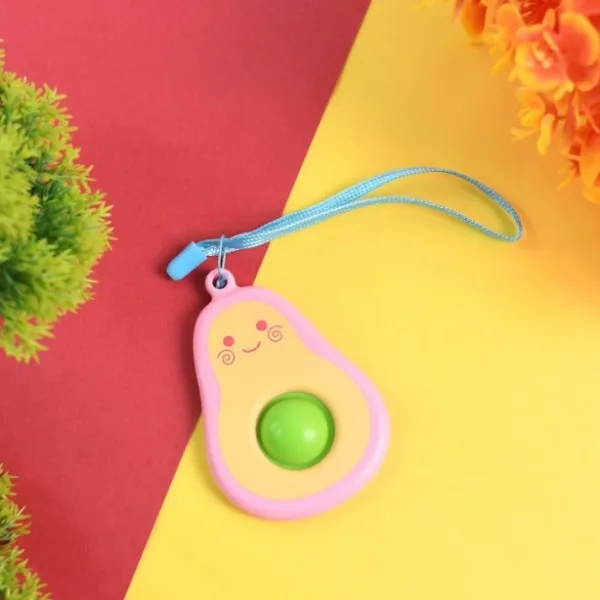 Cute Avocado-Shaped Mini Push Pop Keychain Toy with Strap (1 Pc)