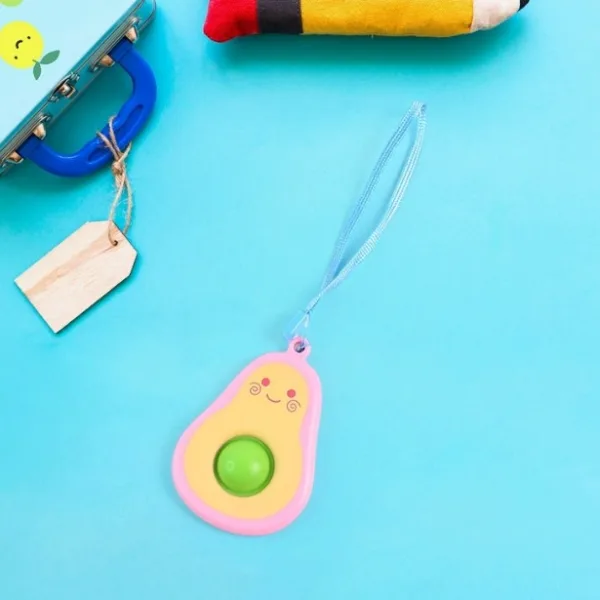 Cute Avocado-Shaped Mini Push Pop Keychain Toy with Strap (1 Pc)