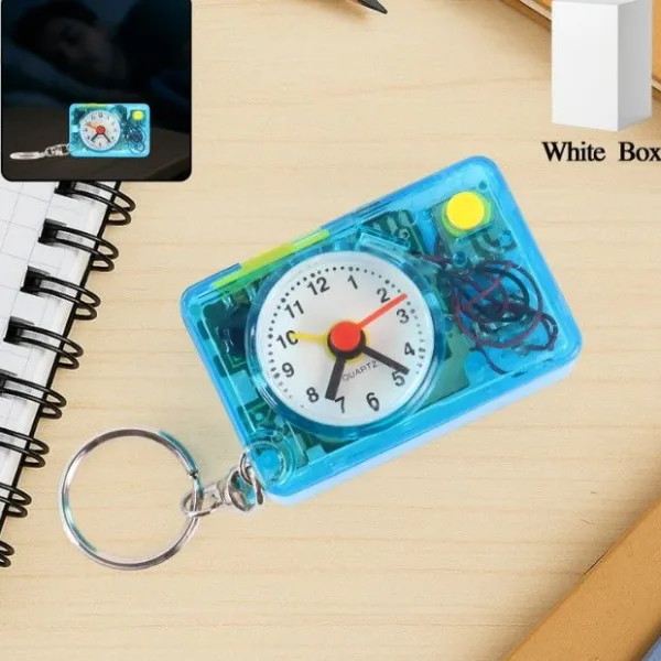Mini Alarm Clock Keychain – 1PC Portable Quartz Analog Clock Key Ring