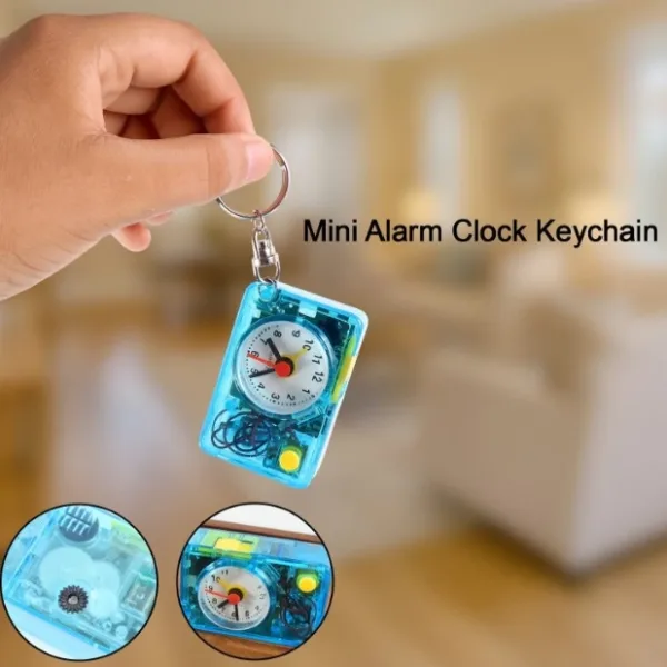 Mini Alarm Clock Keychain – 1PC Portable Quartz Analog Clock Key Ring