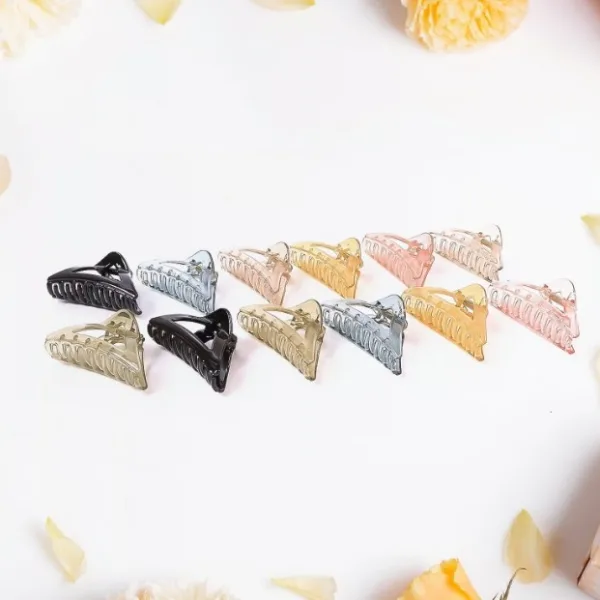 Triangle Shape Mix Color Plastic Hair Claw Clip – 1 Pc Durable Grip for Women and Girls