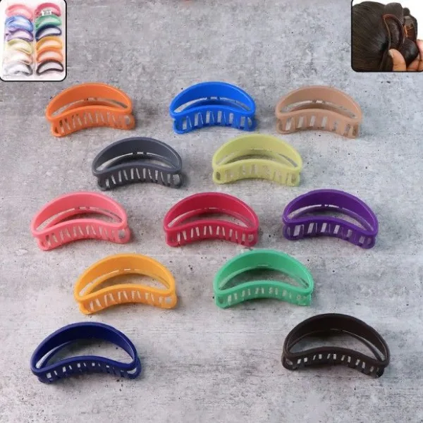 Triangle Shape Mix Color Plastic Hair Claw Clip – 12 Pc Durable Grip for Women and Girls