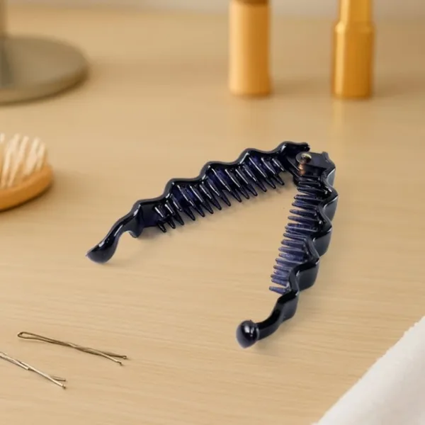 Multicolor Plastic Banana Hair Clips Set (12 Pc)