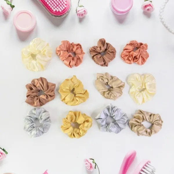 Premium Satin Hair Scrunchies / Elastic Hair Ties for Women & Girls (12 Pc)