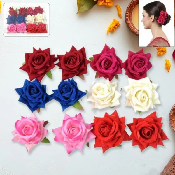 Colourful Flowing Flower Hair Pin (12 Pcs Set / Mix Color), Hair accessories