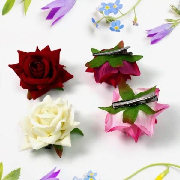 Colourful Flowing Flower Hair Pin (4 Pcs Set / Mix Color)