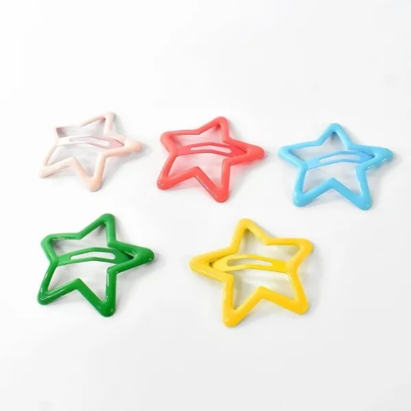 Metal Printed Star Shape Hair Clips (5 Pcs Set)
