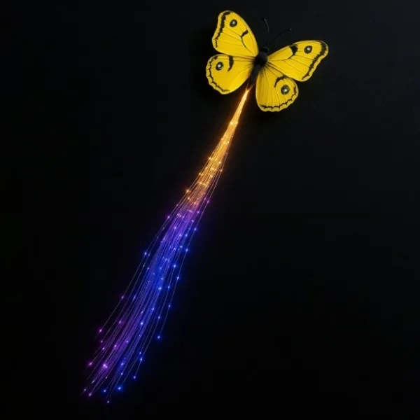 LED Butterfly Hair Braid Clip (Mix Color, 1 Pc)