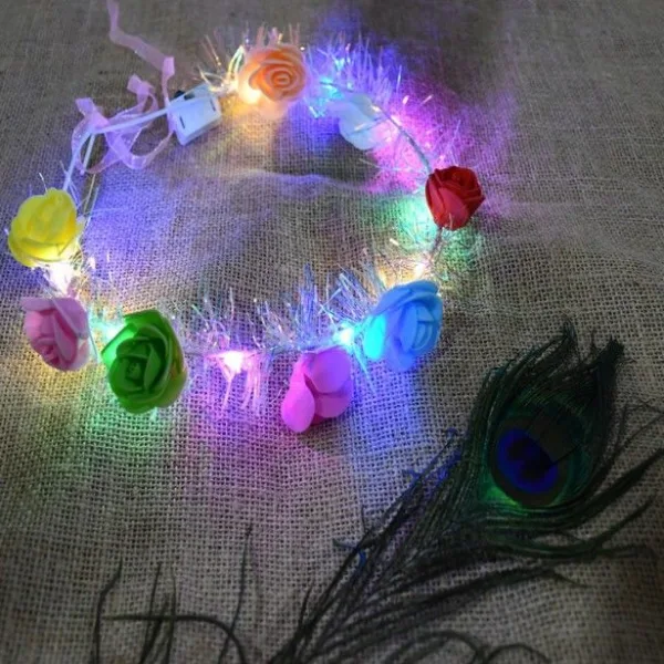 LED Flower Crown Headband – Multicolor Light-Up (1 Pc), Hair accessories