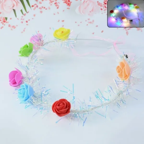 LED Flower Crown Headband – Multicolor Light-Up (1 Pc), Hair accessories