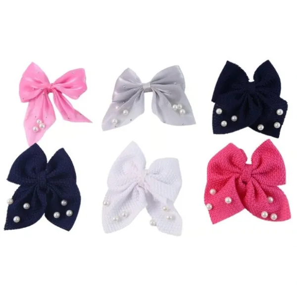 Hair Bow Knot Clip Suitable For Girls (12 Pc / Multicolour & Mix Design) Hair accessories