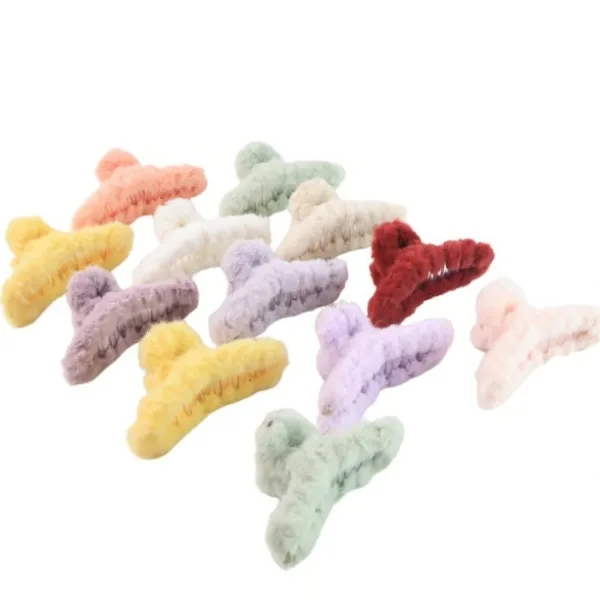 Premium Soft Fur Coated Hair Clutcher Clip Set (12 Pc)