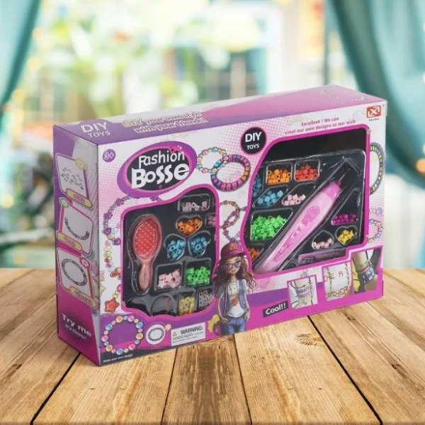 Hair Styling Clasp Clips Twisting Stringing Beads Kit for Girls, Portable Hair Braider Machine,Hairstyle Braid Kit DIY Hair Styling Tool with Comb, Rubber, Button Beads and Beads (85 Pcs Set), Hair accessories