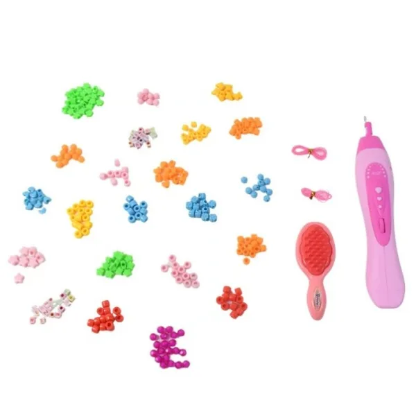 Hair Styling Clasp Clips Twisting Stringing Beads Kit for Girls, Portable Hair Braider Machine,Hairstyle Braid Kit DIY Hair Styling Tool with Comb, Rubber, Button Beads and Beads (85 Pcs Set), Hair accessories