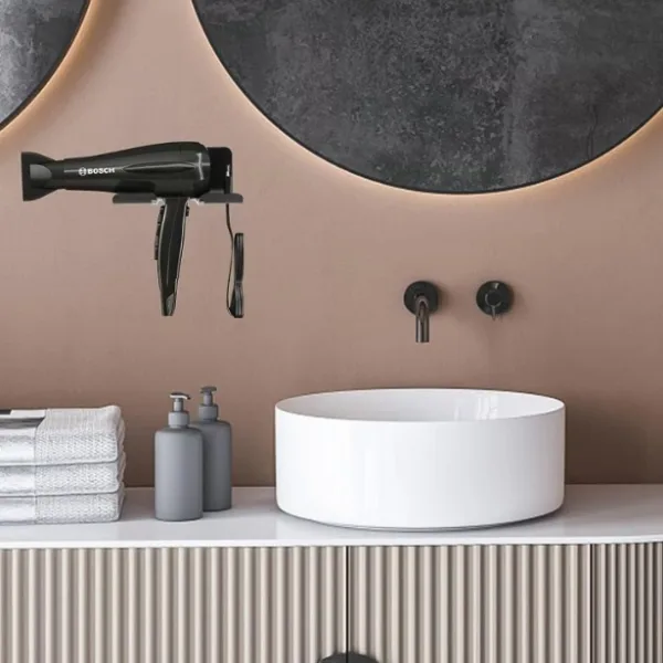 Hair Dryer Holder Wall Mounted Space Plastic Drill Blow Dryer Organizer Rack for Hair Tool Bedroom Bathroom