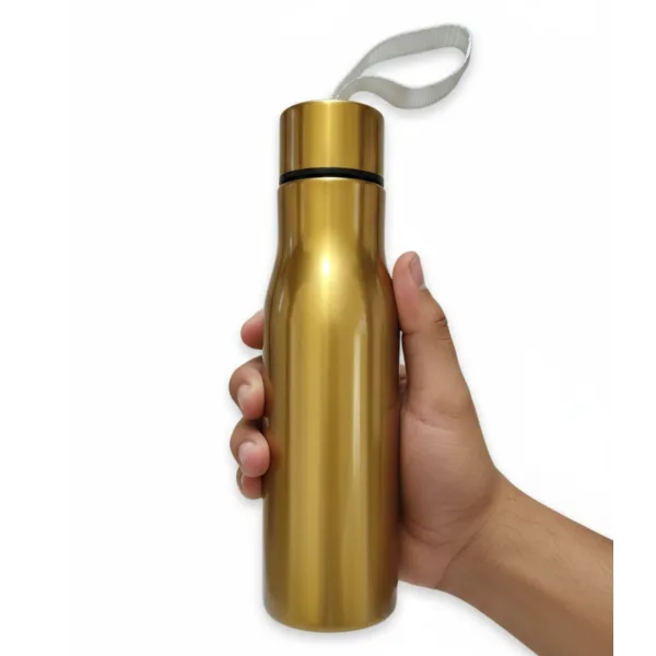 Premium Stainless Steel Water Bottle | Single Wall & Leak-Proof | 500ml Metallic Glossy Finish | Golden