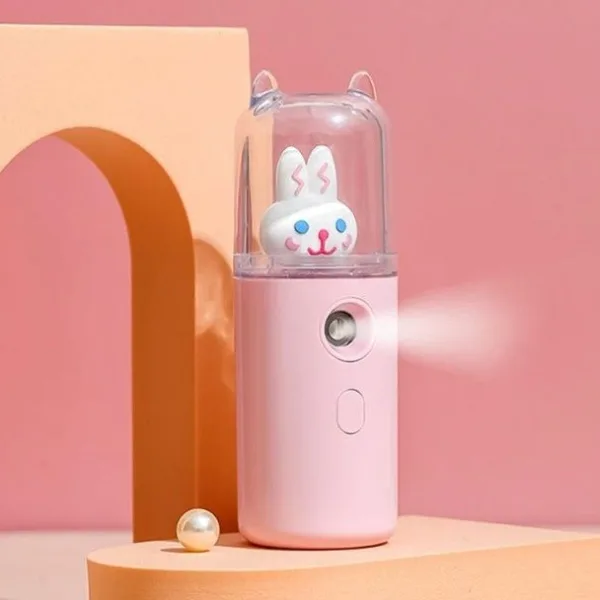 Portable Mini Facial Steamer – USB Rechargeable Nano Mist Sprayer with Cute Cartoon Design