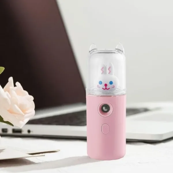 Portable Mini Facial Steamer – USB Rechargeable Nano Mist Sprayer with Cute Cartoon Design